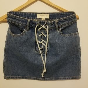 PacSun lace up jean mini skirt